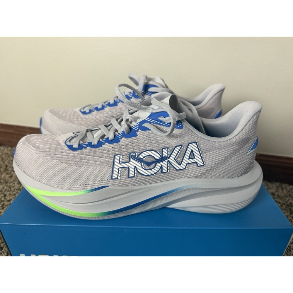 Hoka One One Mach 7 Mens Size 9.5D Ash Gray Blue Athletic Running Shoes